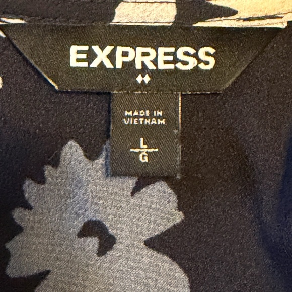 Express Navy Floral Ruffle Blouse - Picture 3 of 3